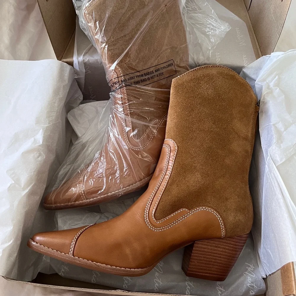 NIB Anthropologie Matisse Carina Western style Suede/Leather Boots - Picture 3 of 13